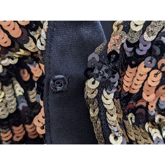 Show Me Your Mumu Eve Cheetah Sequin Top Black Gold Sparkly Party Blouse Small - Picture 6 of 8